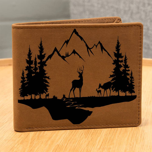 Hunting Deer Leather Wallet