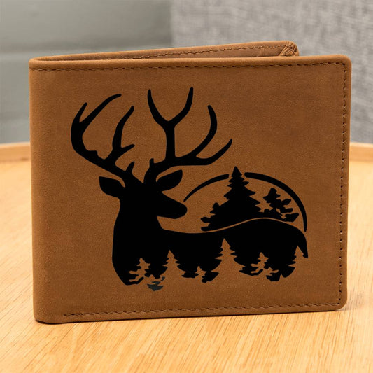 Hunting Deer Leather Wallet