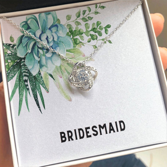 Bridesmaid, CZ Cubic Zirconia, Love Knot Necklace, Bridal Necklace Gift