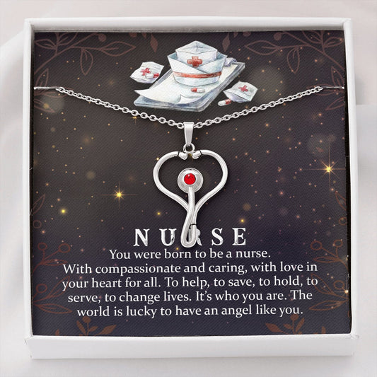 Nurse Hero Necklace, Stethoscope Design, Gift from Daughter, Gift from Son