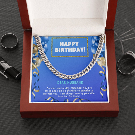 HUSBAND Gifts Necklace, Happy Birthday To My HUSBAND, Cuban Link Chain