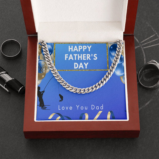 FATHER's Day Necklace, Fishing Dad Gift, To My Dad, Cuban Link Chain