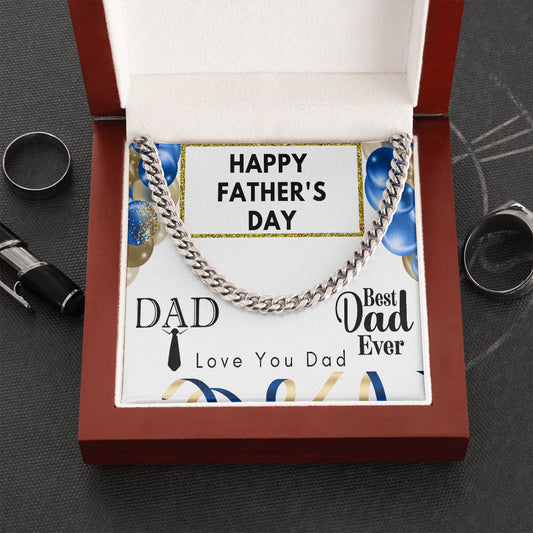 FATHER'S DAY Necklace, DAD Gift, Happy Father's Day To My Dad, Cuban Link Chain, Gift for Dad