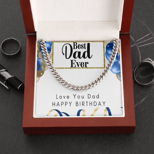 FATHER'S DAY Necklace, DAD Gift, Happy Birthday To My Dad, Cuban Link Chain, Gift for Dad