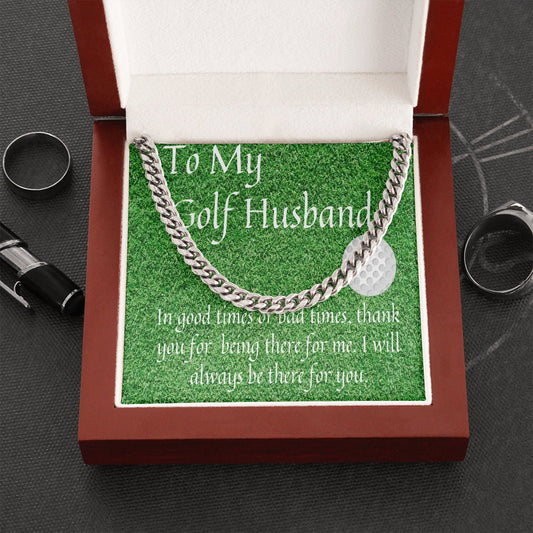 FATHER'S DAY Necklace, Golf Gifts For Men, To My Golf Husband, Cuban Chain Necklace