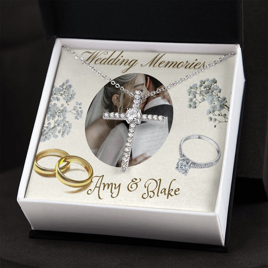 Wedding Memories, Name Card Jewelry, Custom Message Card, Love Knot Necklace for Wife, Wedding Memories Necklace, Photo Message Card