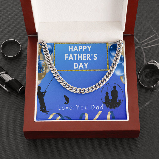 FATHER'S DAY Necklace, Fishing Dad, DAD Gift, To My Dad, Cuban Link Chain, Gift for Dad