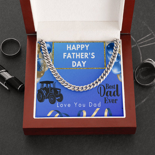 FATHER'S DAY Necklace, Farmer Dad Necklace, DAD Gift, To My Dad, Cuban Link Chain, Gift for Dad