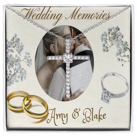 Wedding Memories Necklace, Name Card Jewelry, Wedding Memories Necklace, Custom Message Card, Necklace for Wife, Photo Message Card