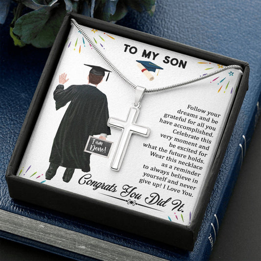 Grad Gift, Cross Necklace, Graduation Day, Graduation Ceremony, Highschool Grad, Gift for Son