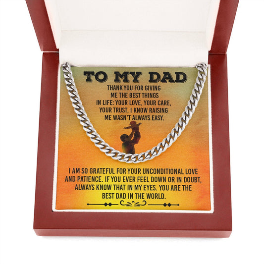 FATHER'S DAY Necklace, Dad Gift, To My Dad, Cuban Link Chain, Gift for Dad, Gift from Son