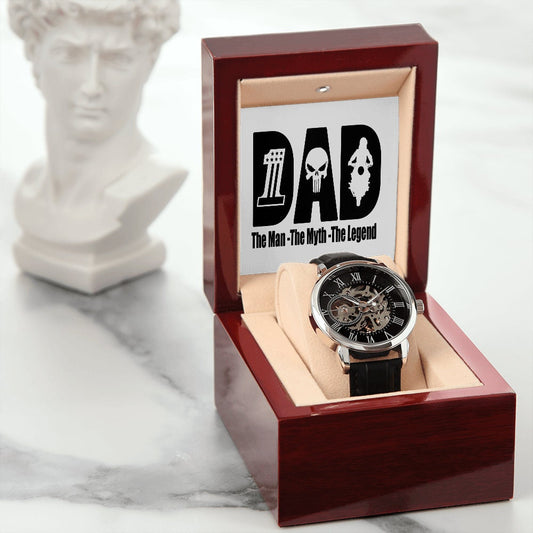 FATHER'S DAY Openwork Watch, DAD Gift, Happy Father's Day To My Dad, Luxury Message Card Watch,, Gift for Dad, Father's Day Box