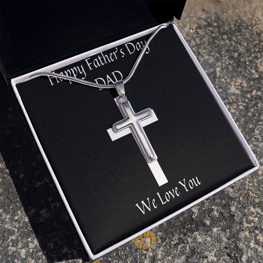 Happy Father's Day Necklace Cross, Dad Gift from Son and Daughter