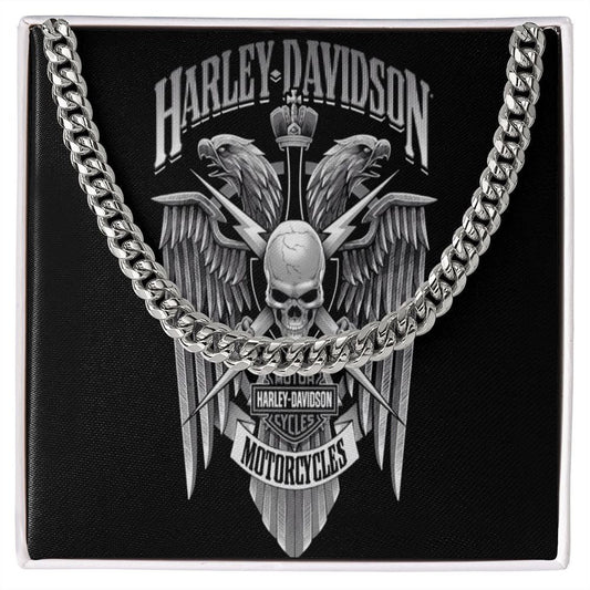 Harley Rider Link Cuban Chain Necklace, For Husband, For Boyfriend, For Dad